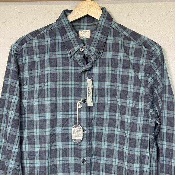 Men's J. Crew Gray Teal Plaid Heathered Button Down Shirt Size Small NEW - Picture 3 of 11